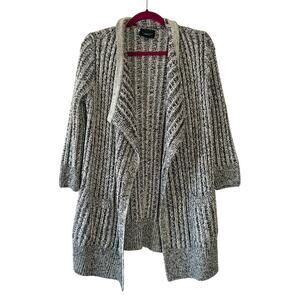 Thakoon Ivory and Black Knit Open Chunky Cardigan Sweater Women’s Size XS